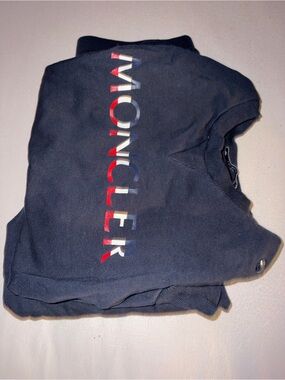 Moncler Navy Pullover with Red, White & Blue Vertical Logo